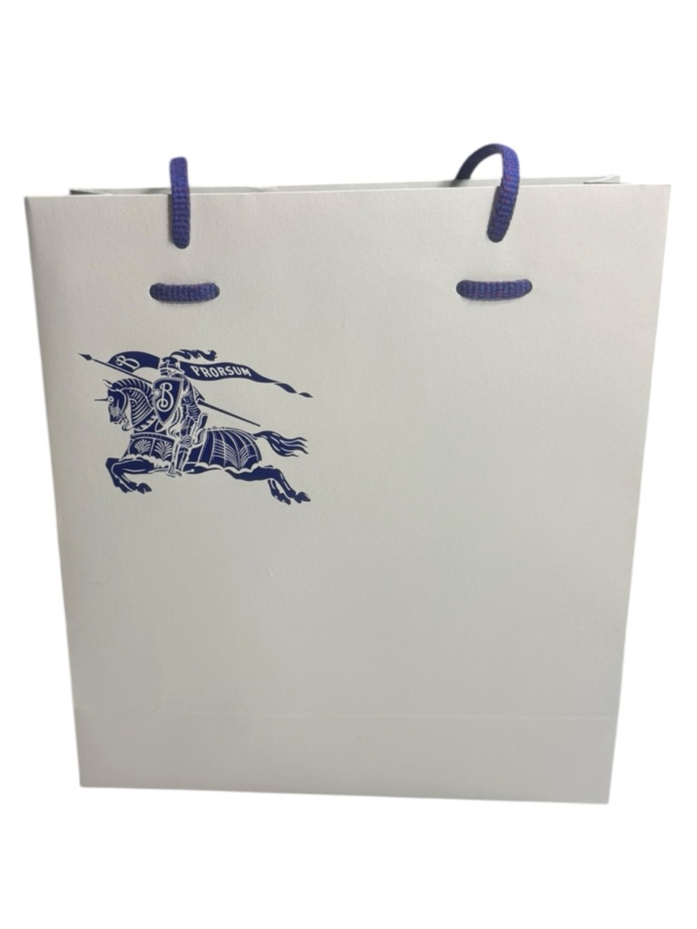 Burberry White & Navy Knight Logo Paper Gift Bag
